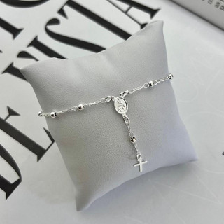 Pulseira Terço Nossa Senhora Bolinha Banhado a Prata 925