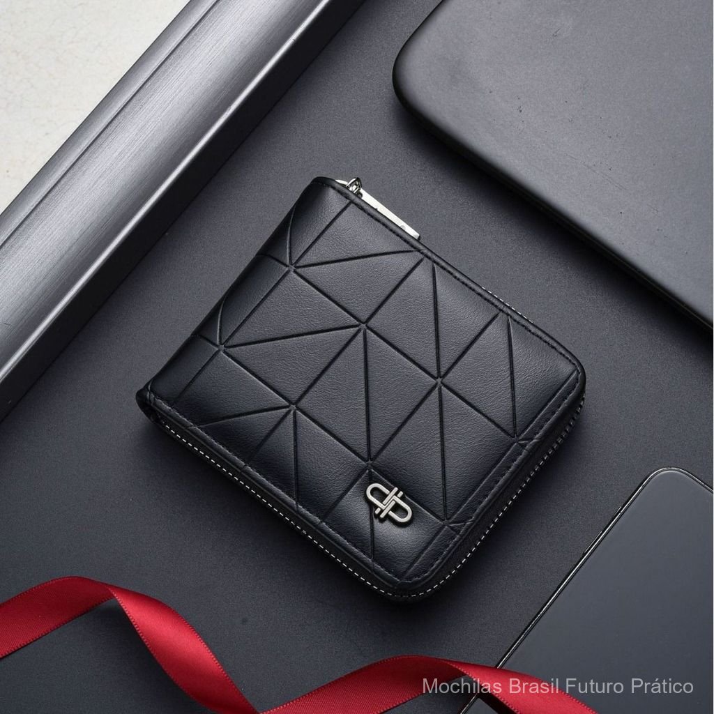 Nova carteira curta, moda masculina popular, grande capacidade, porta-cartões com múltiplos compartimentos, carteira com