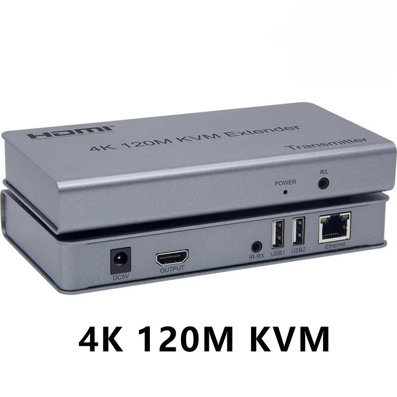 Extensor HDMI KVM 4K 120M Sobre Cabo Cat5e/6 USB Ethernet Transmitir Com Loop out Controle IR Suporte Mouse Teclado
