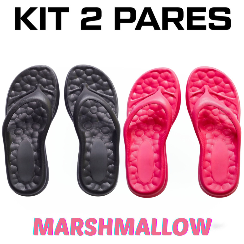 Kit 2 Pares Chinelo Marshmallow Nuvem Ortopédico Massageador Feminino Picady