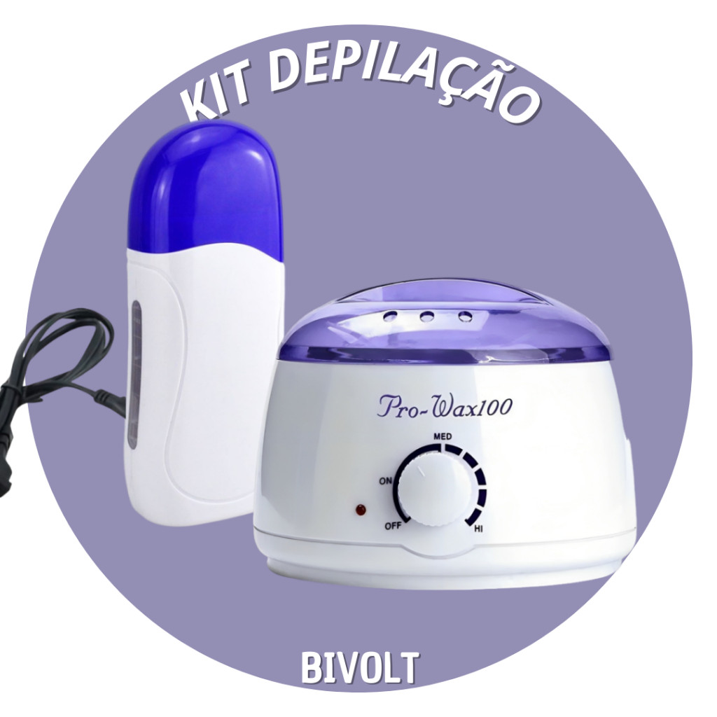Kit Depilação Aquecedor Cera Panela Elétrica e Roll-on Derretedor Termocera