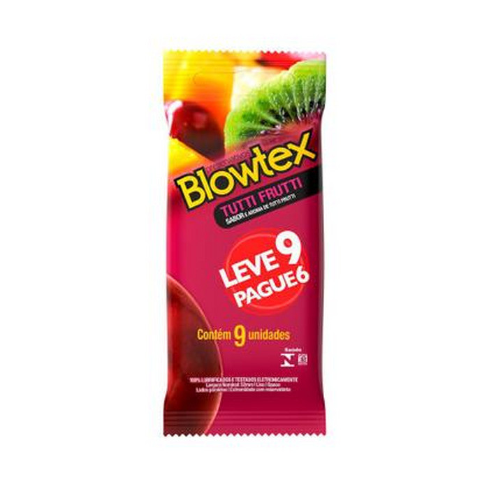 Preservativo Blowtex Tutti-frutti pacote com 9 unidades
