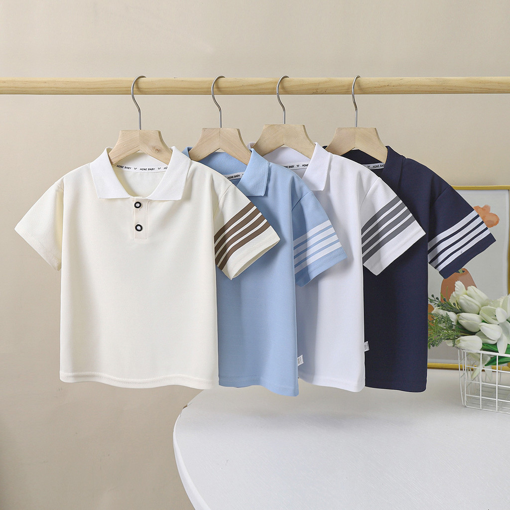Crianças camiseta de manga curta verão novo estilo menino camisa Polo versão coreana lapela verão meia manga estilo fino