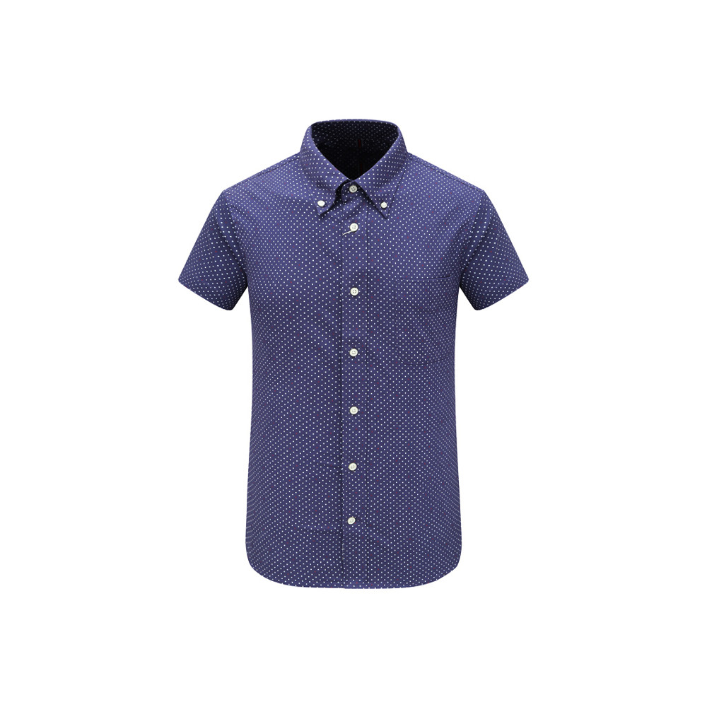 MY141 MY1 Camisa masculina de manga curta de verão de algodão Casual Top de negócios azul escuro moda cidade sem ferro