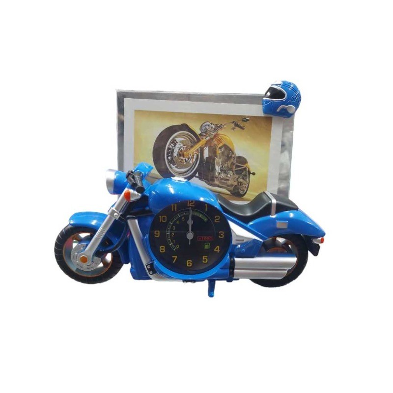Relógio Despertador De Mesa Modelo Moto Com Porta Retrato Para Decoração