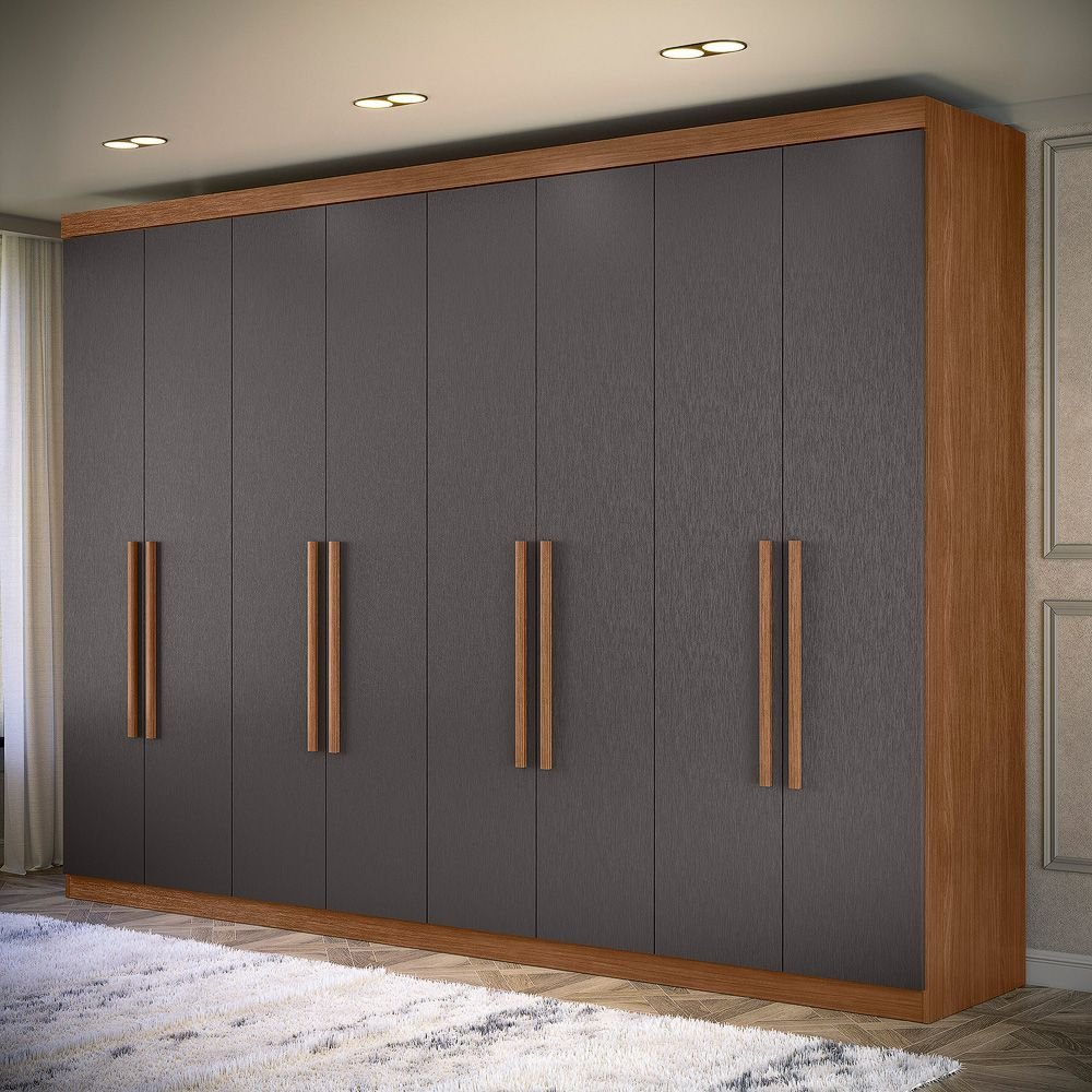Guarda-roupa Casal 8 Portas 4 Gavetas Master New Jatoba/Grafite em Oferta na Shopee