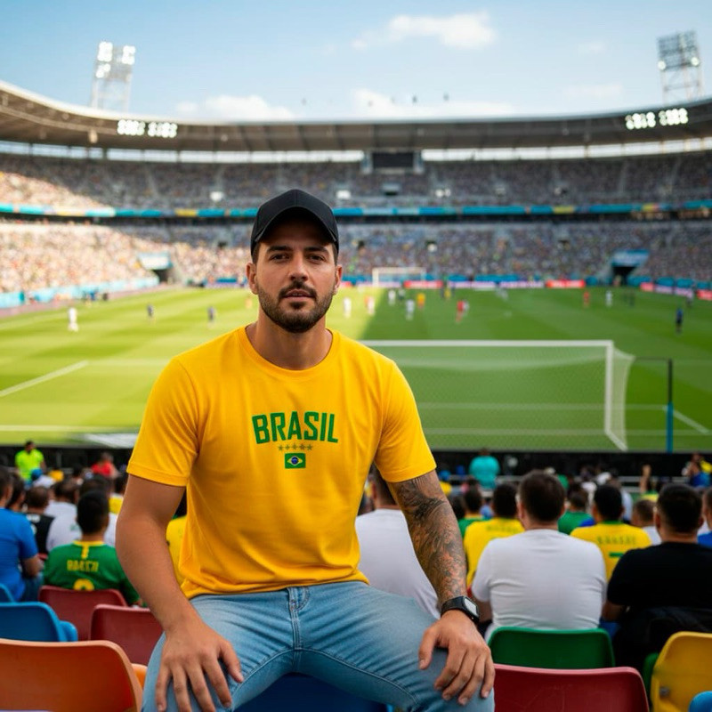 Camiseta Estampada Brasil HEXA Masculina Feminina 100% algodão Seleção Brasileira Copa Mundo 2026
