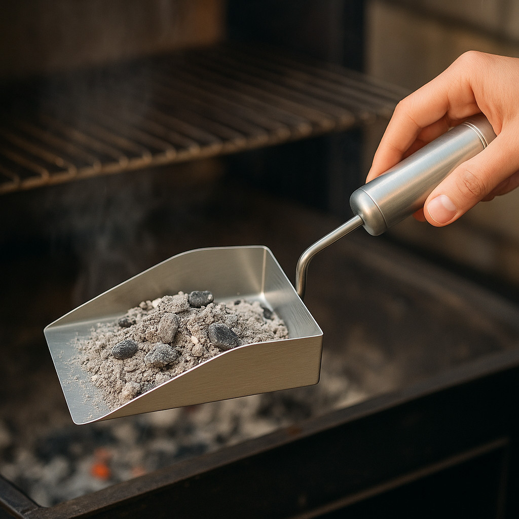 Pá Cinza Multiuso Em Inox Para Braseiro Churrasqueira