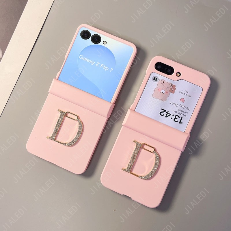 Diamante D Carta Dobradiça Caso De Telefone Para Samsung Galaxy Z Flip 7 6 5 4 3 Motorola Razr 50 40 60 Ultra Capa