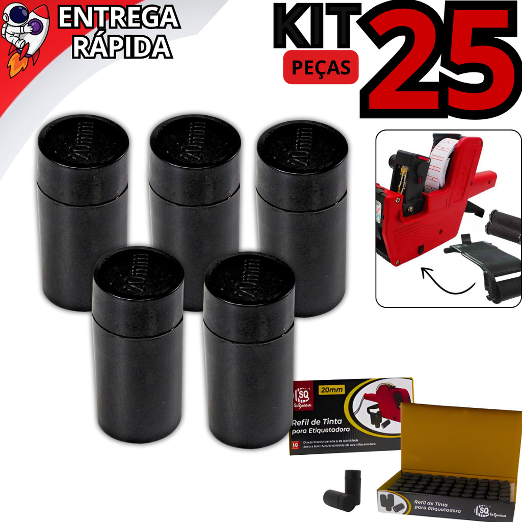 Kit 25 Refil de Tinta 20mm para Precificadora Manual Universal Etiquetadora de Preço em Oferta na Shopee