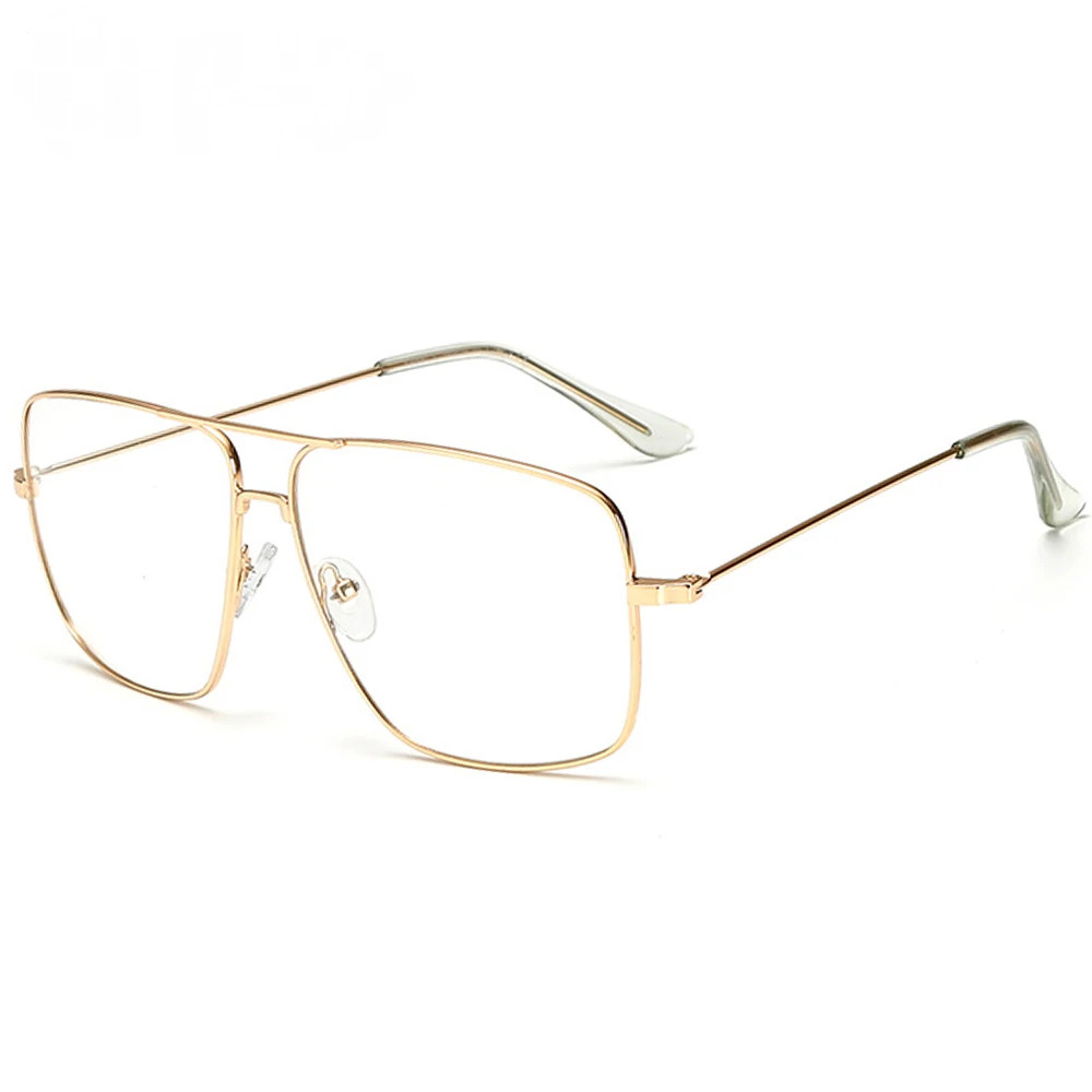 Óculos Vintage Com Armação De Metal Dourado , Masculino , Feminino , Retrô , Quadrado , Lente Óptica