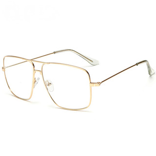 Óculos Vintage Com Armação De Metal Dourado , Masculino , Feminino , Retrô , Quadrado , Lente Óptica