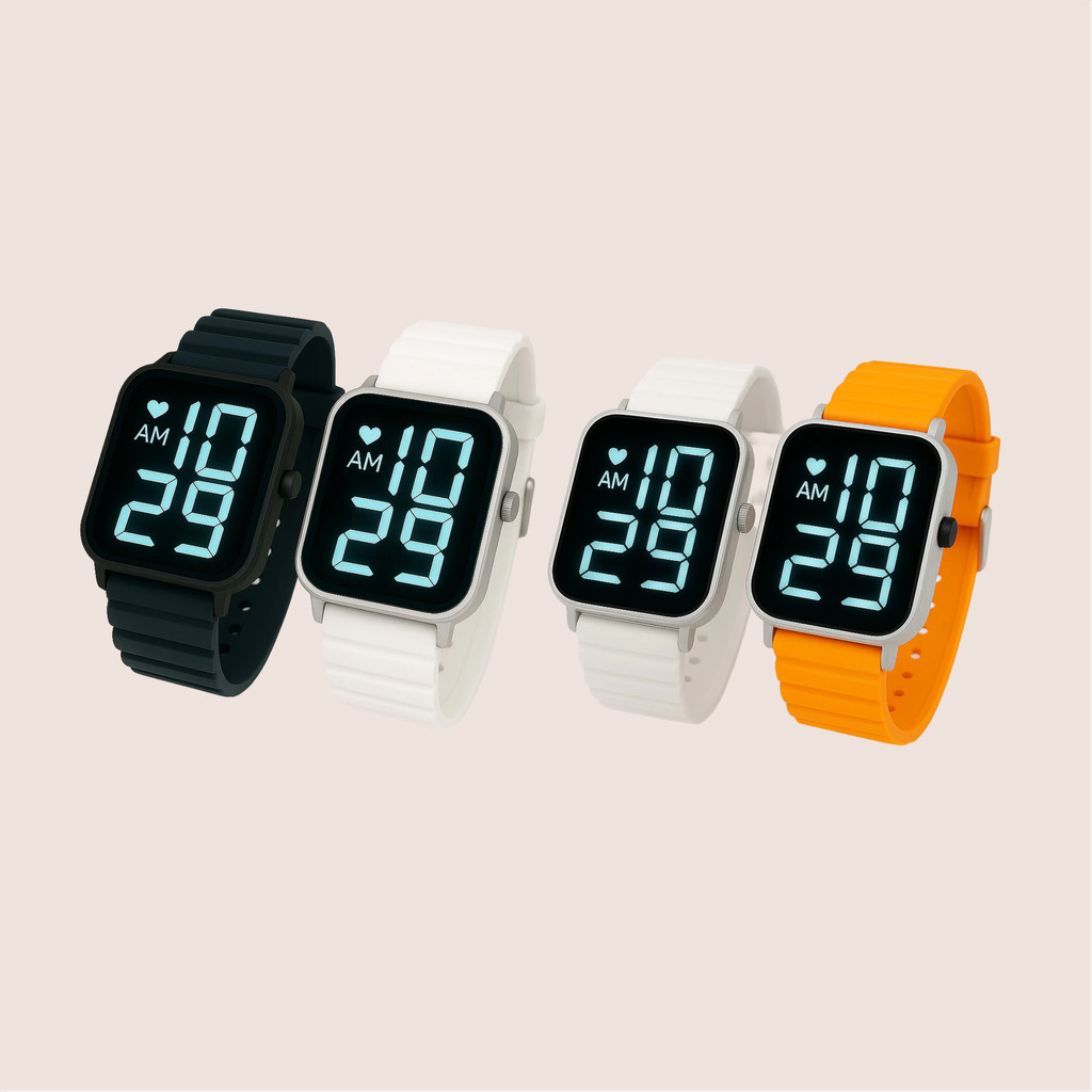 Kit 2 Relógios Para Esporte Led Á Prova D'agua Pulseira Silicone Unissex Estilo Smartwatch