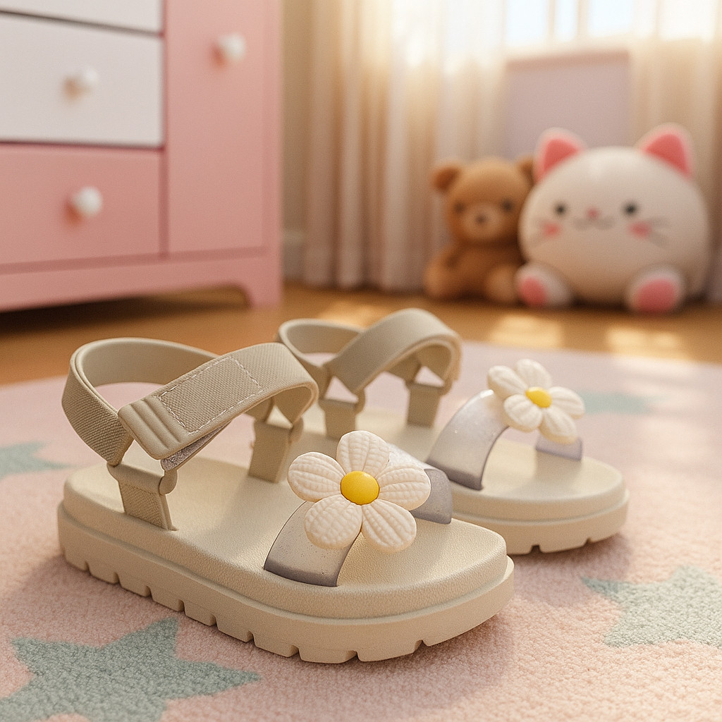 Sandália Papete Flor Infantil Meninas Borboleta Cores Feminina Leve Confortável Antiderrapante em Oferta na Shopee