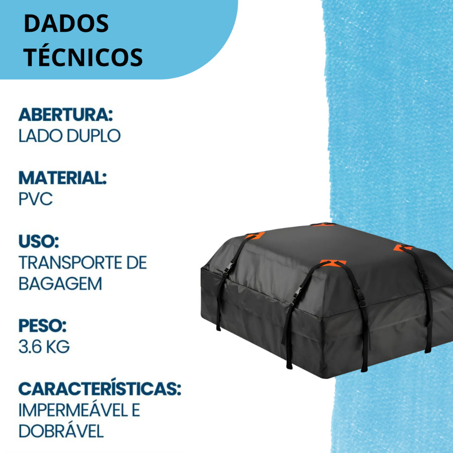 Maleiro Teto Automotivo Universal 425l Esteira Com Sem Rack