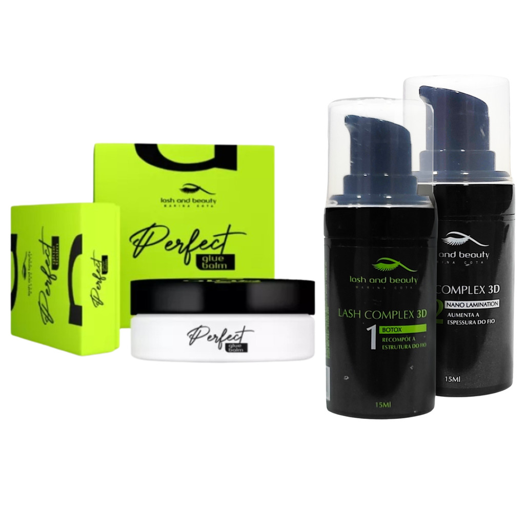 Kit Complex 3D Passo 1 e 2 + Cola Perfect Glue Balm Lash and Beauty