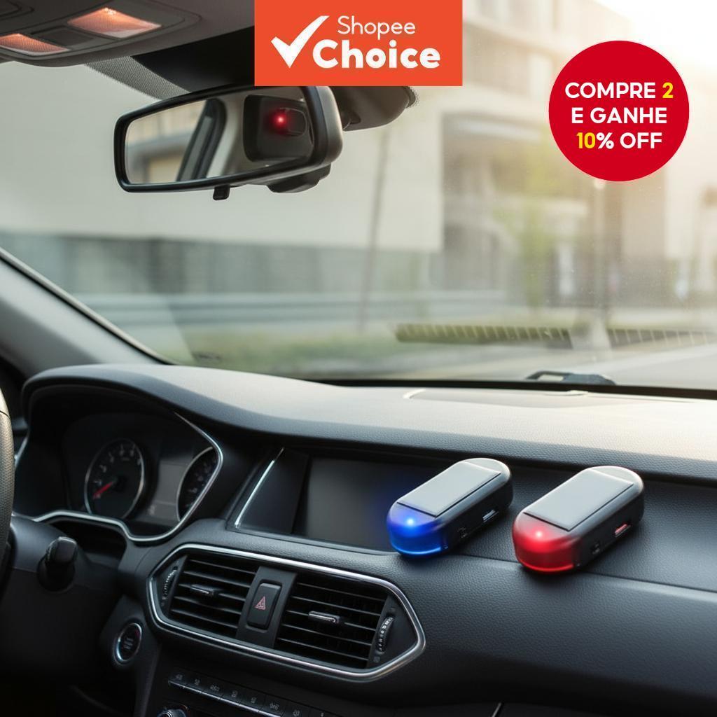 Solar + USB LED Simulada Luz Falsa de Alarme Dummy para Carro com Flashing, Segurança Antifurto Sem Fio em Oferta na Shopee