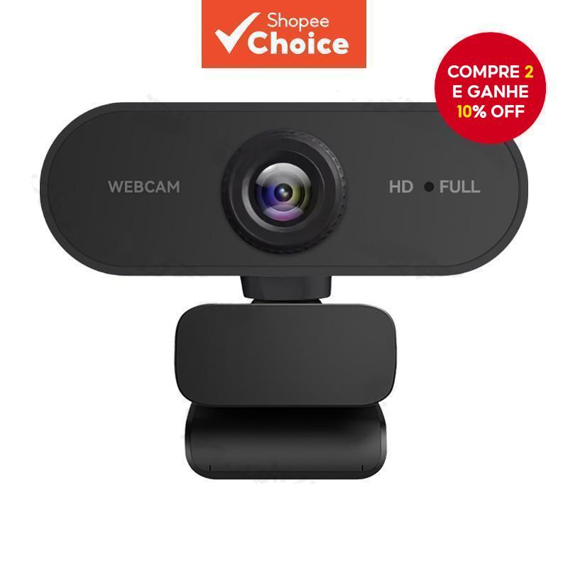 Webcam De Rede Preta Câmera USB Full HD 1080p Com 360 ° Microfone Giratório Para Laptop