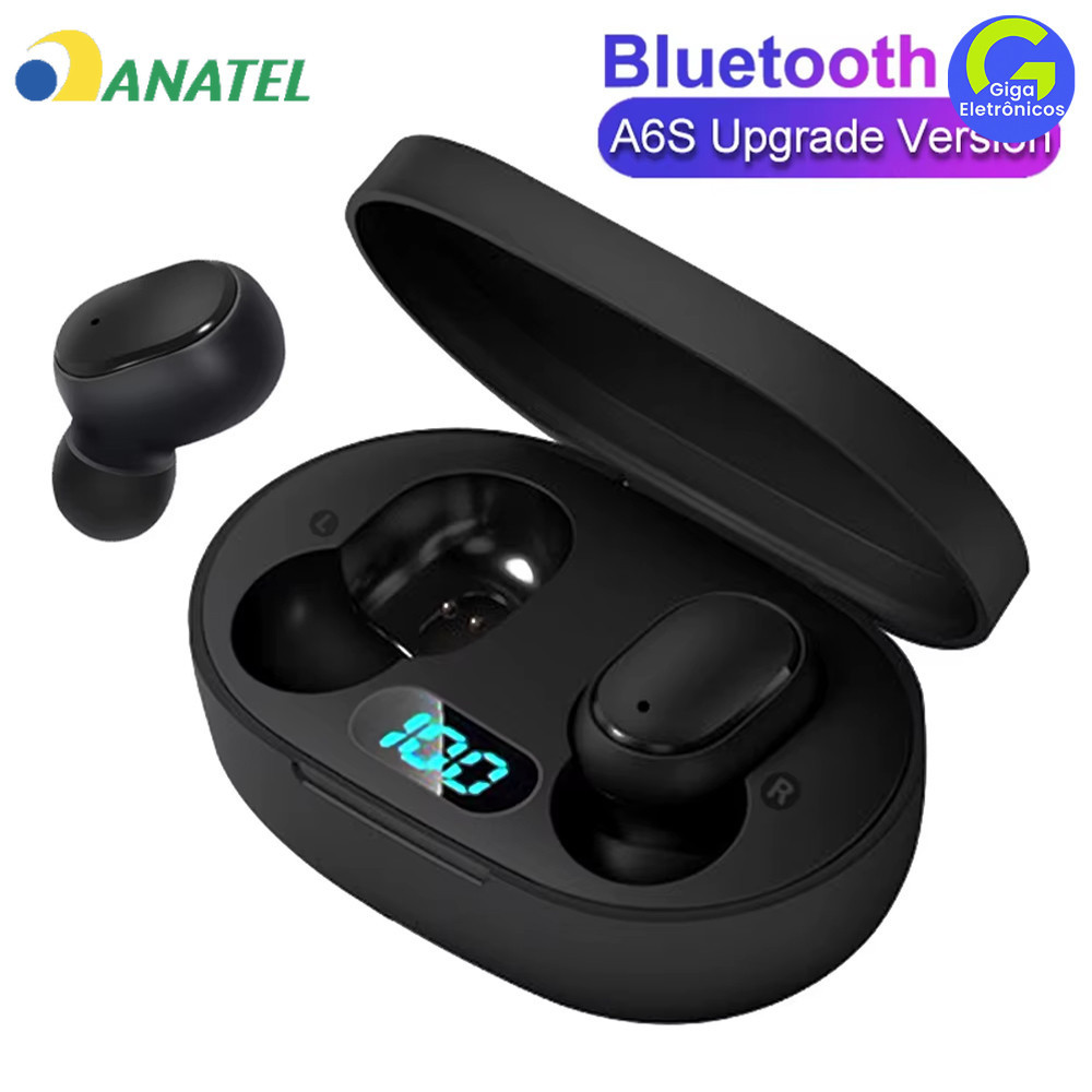 Sem Fio Fone De Ouvido TWS Bluetooth 5.0 Tws Com Tela LED Digital Mini Fones Android Ios E6s/A6S