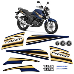 Adesivos Para Yamaha Fazer 250 Flex 2014 Moto Azul + Logos
