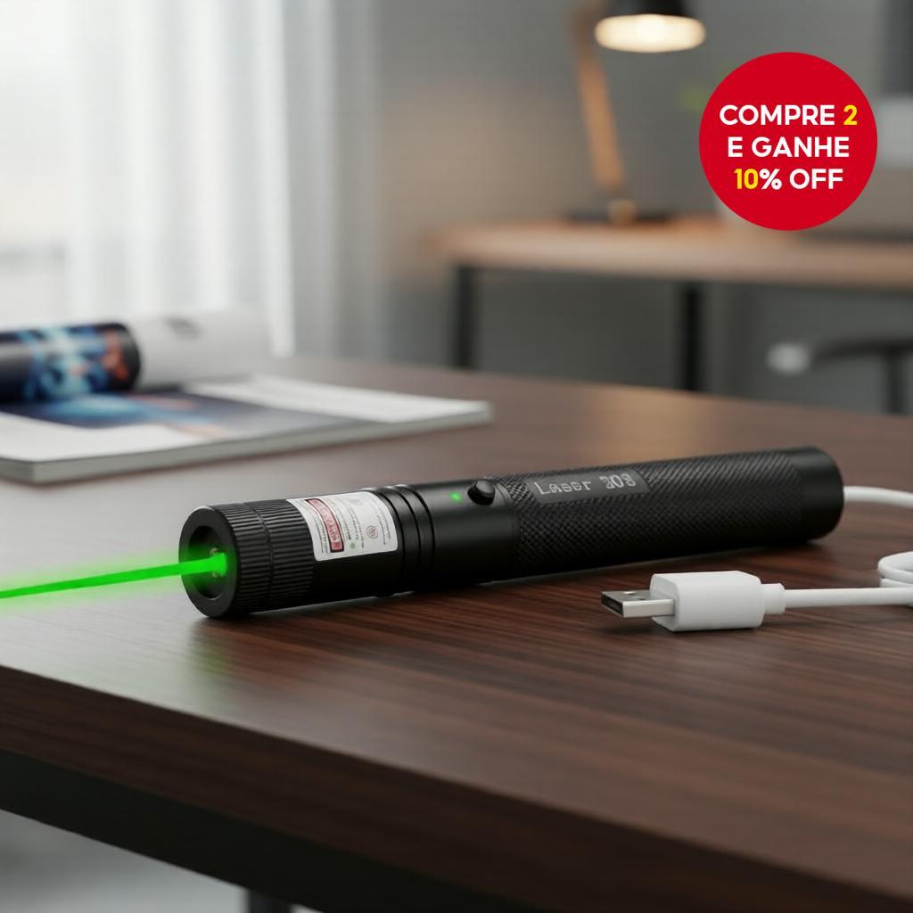 Ponteiro Laser Verde Recarregável USB 532nm Alta Potência 303 Lanterna