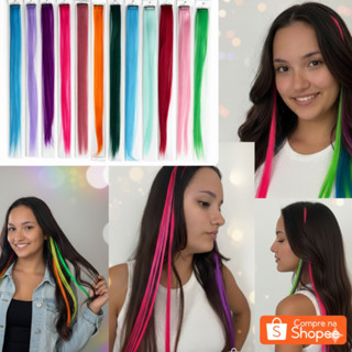Fio Aplique de Cabelo Sintéticos Coloridos para Decoração de Penteados em Oferta na Shopee