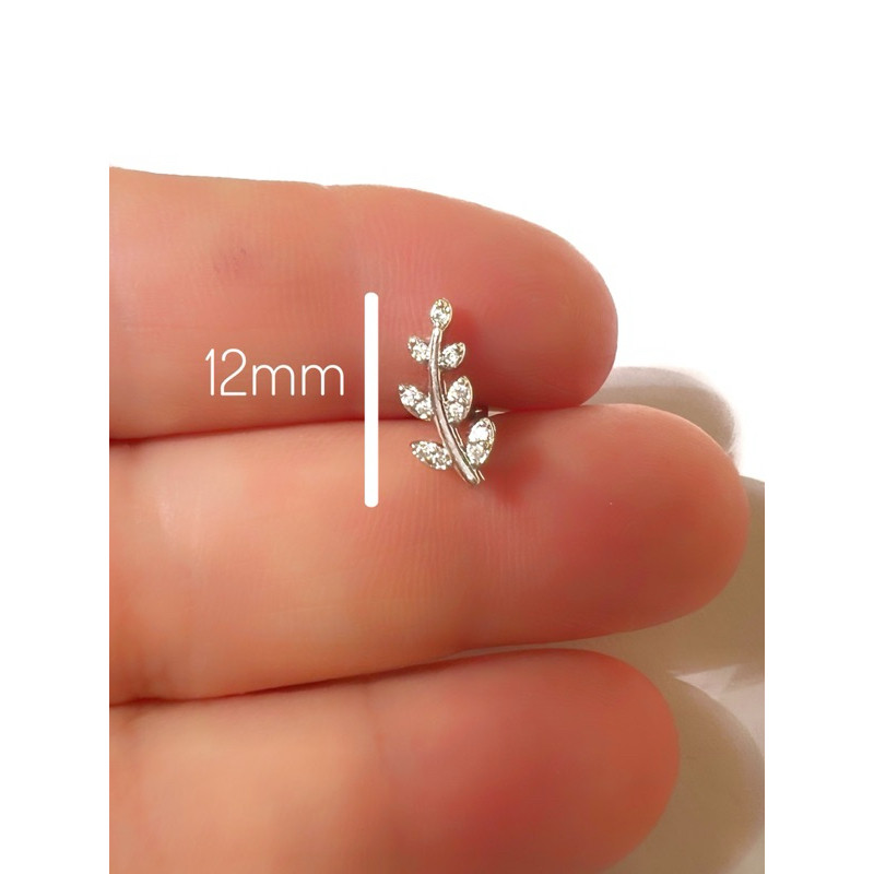 Piercing Folha com pedra zircônia Hélix Flat