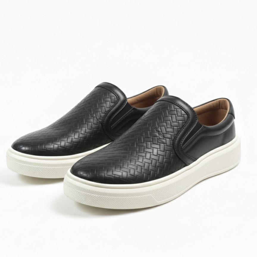 Tênis slip on boss trançado  calce facil Iate sola alta trançado masculino sapatênis  sem cardaço
