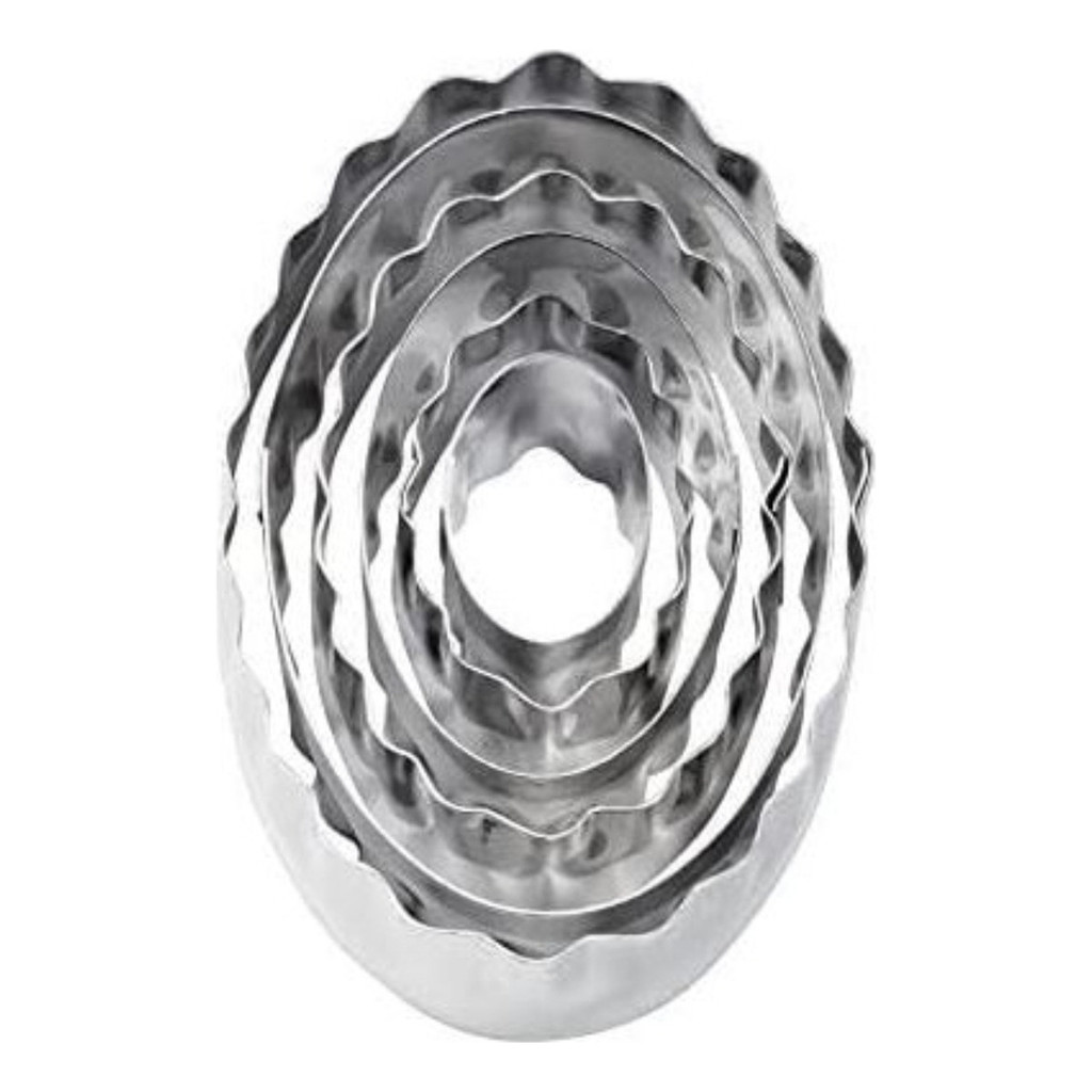 Jogo Cortador Inox 6 Peça Formato Oval Confeitaria Duplo