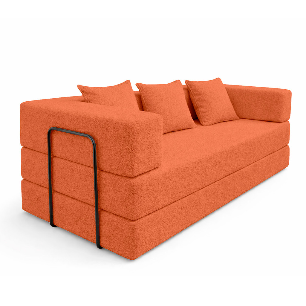 Sofa Cama 2 Lugares Virginia 185cm Boucle Sofa Na Caixa Terracota