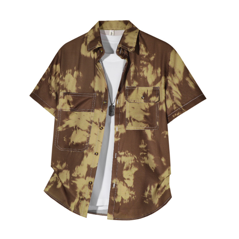 Haibinzoulu Camisa Masculina De Manga Curta Estampada Moda Casual Verão Tops Macio Respirável Streetwear Uso Diário Roup