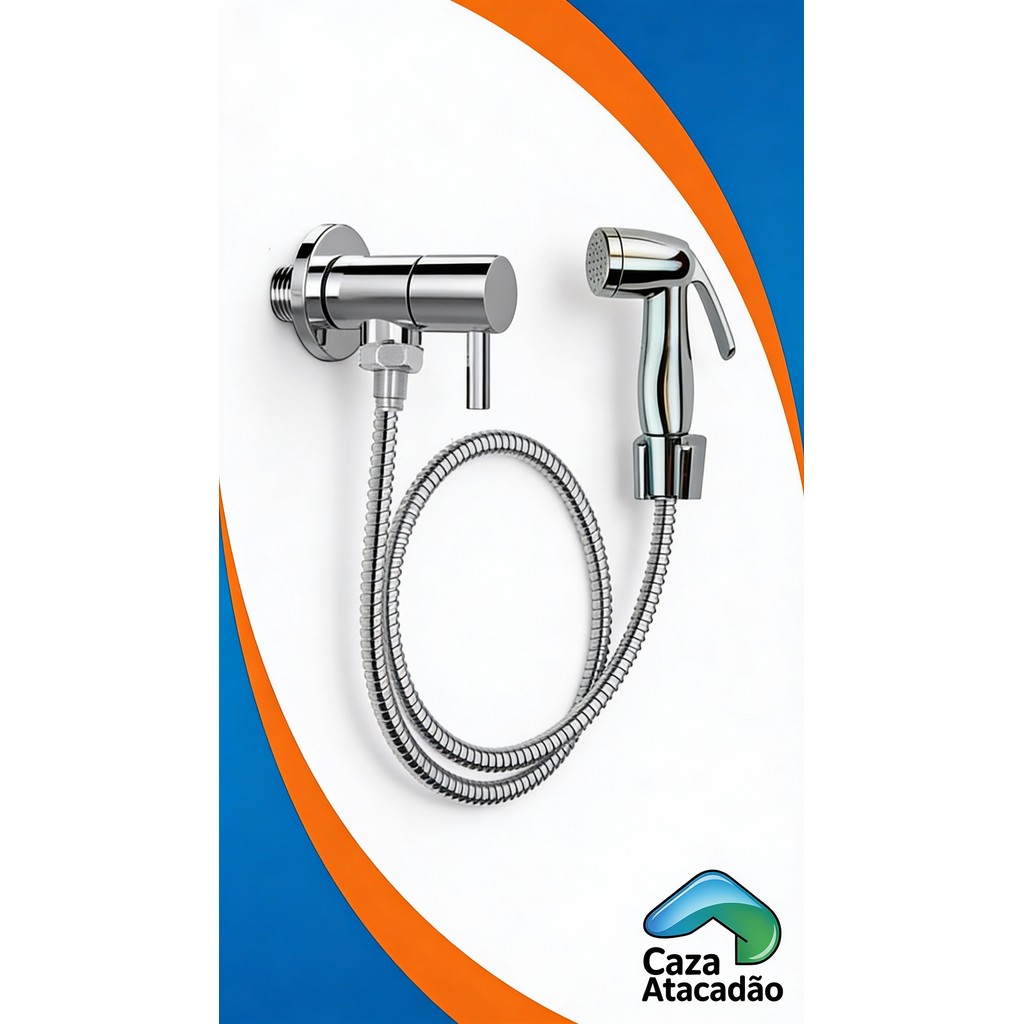 Ducha Higiênica Para Banheiro KIT COM REGISTRO ÚNICO Chuverinho Íntimo Resistente Cromada Aço Inox e Abs