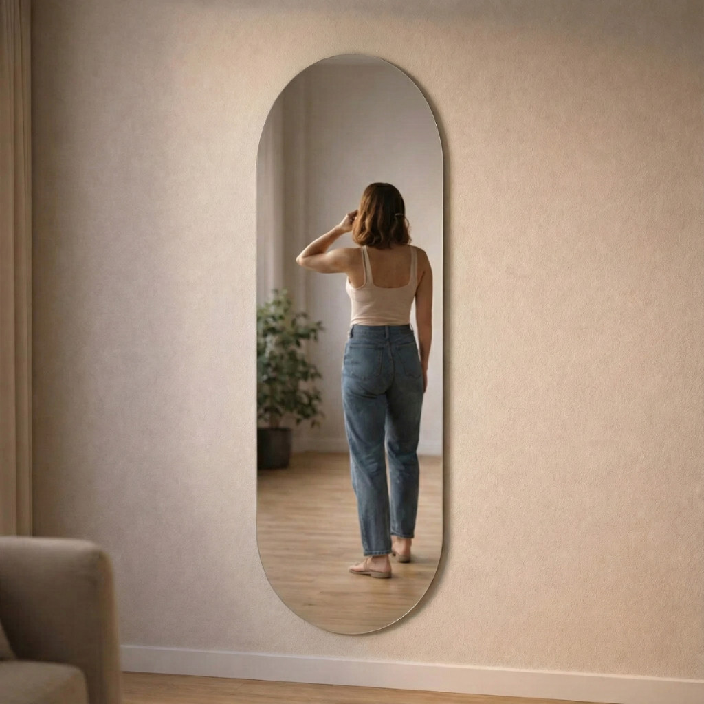 Espelho Oval Grande 150x40cm Solis Corpo Inteiro Para Closet e Salão de Beleza Moderno em Oferta na Shopee