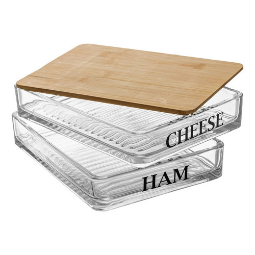PORTA FRIOS COM TAMPA DE BAMBU BASIC 20CM X 15CM X 8CM VIDRO Wolff em Oferta na Shopee
