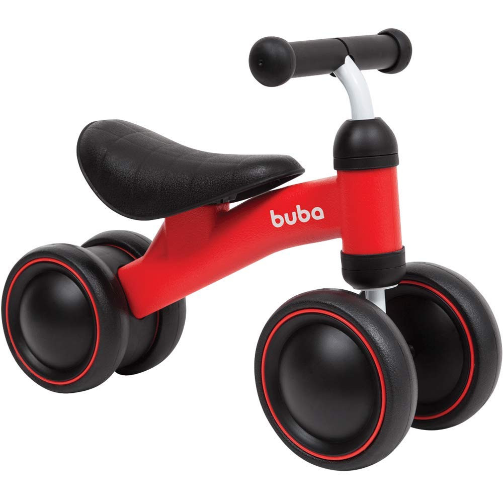 Bicicleta Buba de Equilíbrio (Vermelha) 4 rodas para Bebês sem Pedal + 12 Meses Coordenação Motora