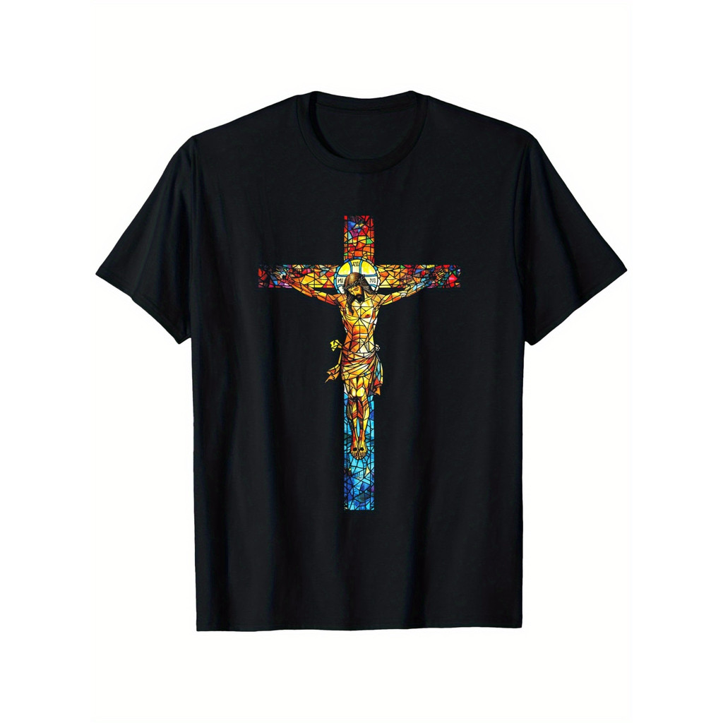 Camiseta Unissex Oversized Plus Size Feminina Masculina Camiseta  Jesus Cruz Cristã Religioso Estampado Confortável Atem