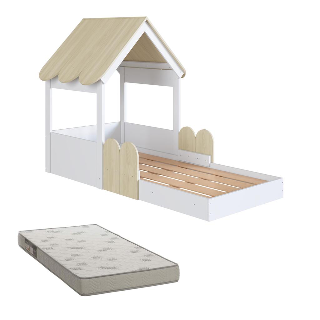 Cama Infantil Montessoriana Casinha com Colchão e Telhado em MDP em Oferta na Shopee
