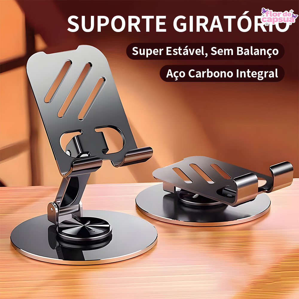 Suporte Aluminio De Mesa Base Rotatoria Ajustavel 360° Para Celular Smartphonese Tablets Prático ZJ002