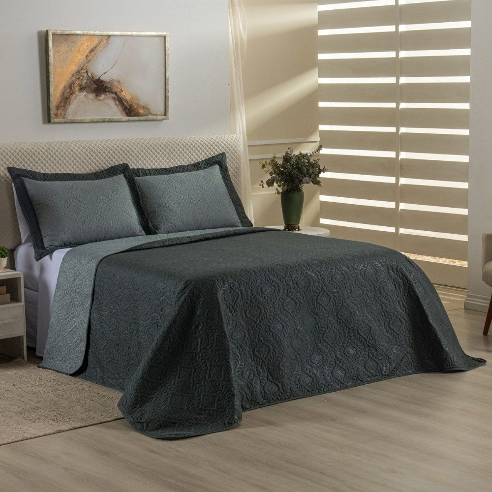 Kit Colcha Cobre Leito 150 Fios Matelado Boutis Dupla Face Duo em Oferta na Shopee
