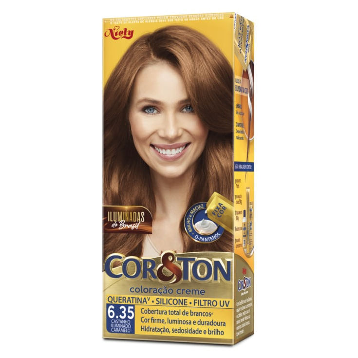 Tintura Creme Cor E Ton Castanho Iluminado Caramelo 06.35