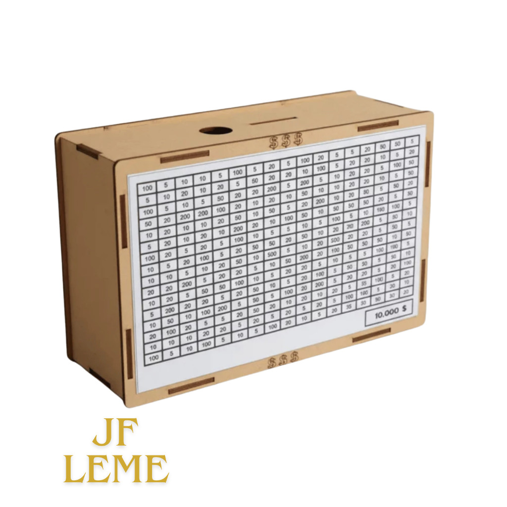 Cofre MDF Desafio 10mil Caixa Dinheiro Cofrinho De Madeira Método Japonês Escolha / Meta em Oferta na Shopee
