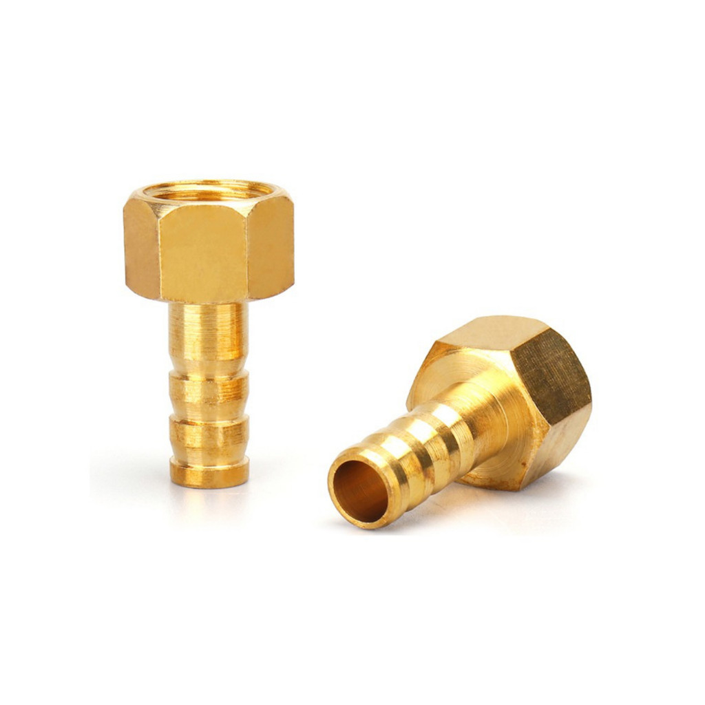 2 Peças Espigão Adaptador Fixo Latão Rosca Fêmea 1/4 BSP para Mangueira 1/4 6,35mm
