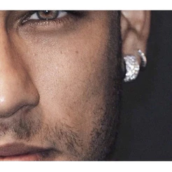 Brinco Neymar argola ouro prata ice Luxo acessório unissex cravejado
