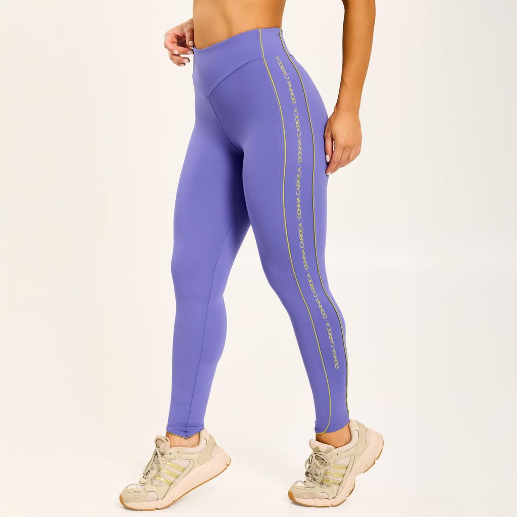 Legging Perception Lilás Hortênsia Poliamida Com Estampa Emborrachada