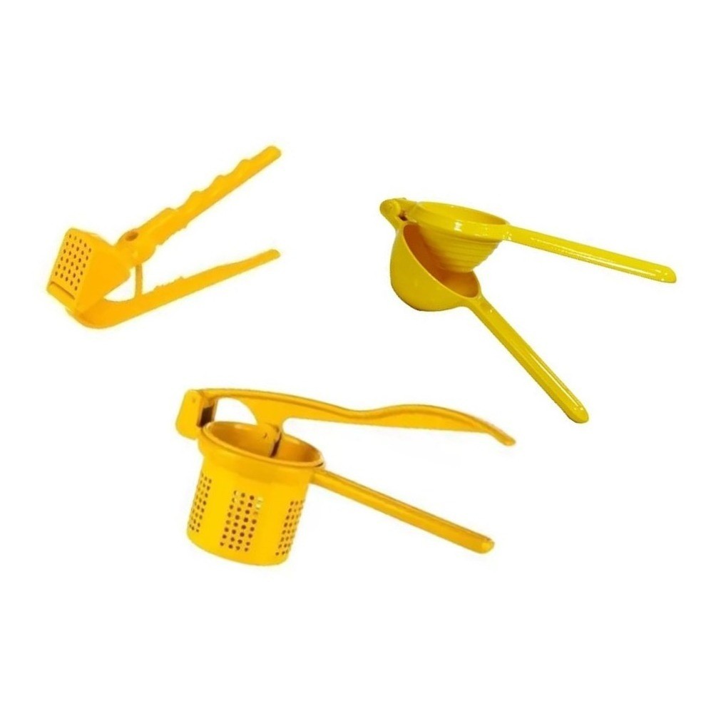 Kit Cozinha Espremedor Alho Batata Limão 3 Peças Utilidades 