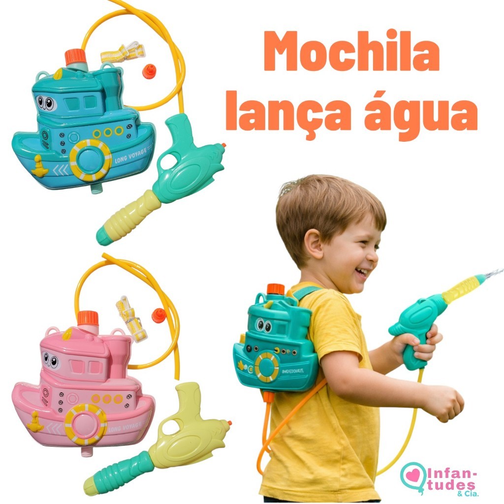Arminha Pistola  de Brinquedo  com  Mochila  Lança  Agua  Infantil Refrescante Para  Piscina  Praia Menina  Menino