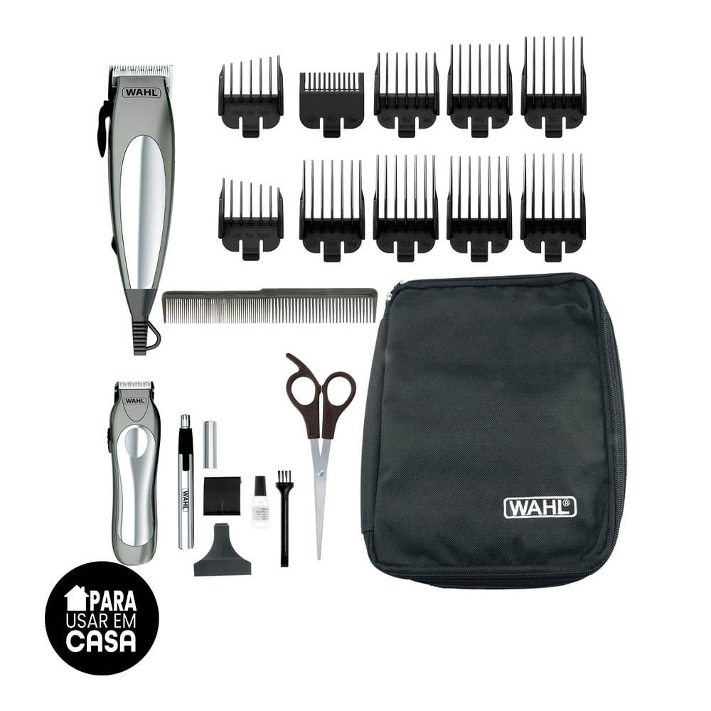 Wahl Kit Maquina de Corta Cabelo e Aparador Barba e Aparador Nasal Deluxe Groom Pro