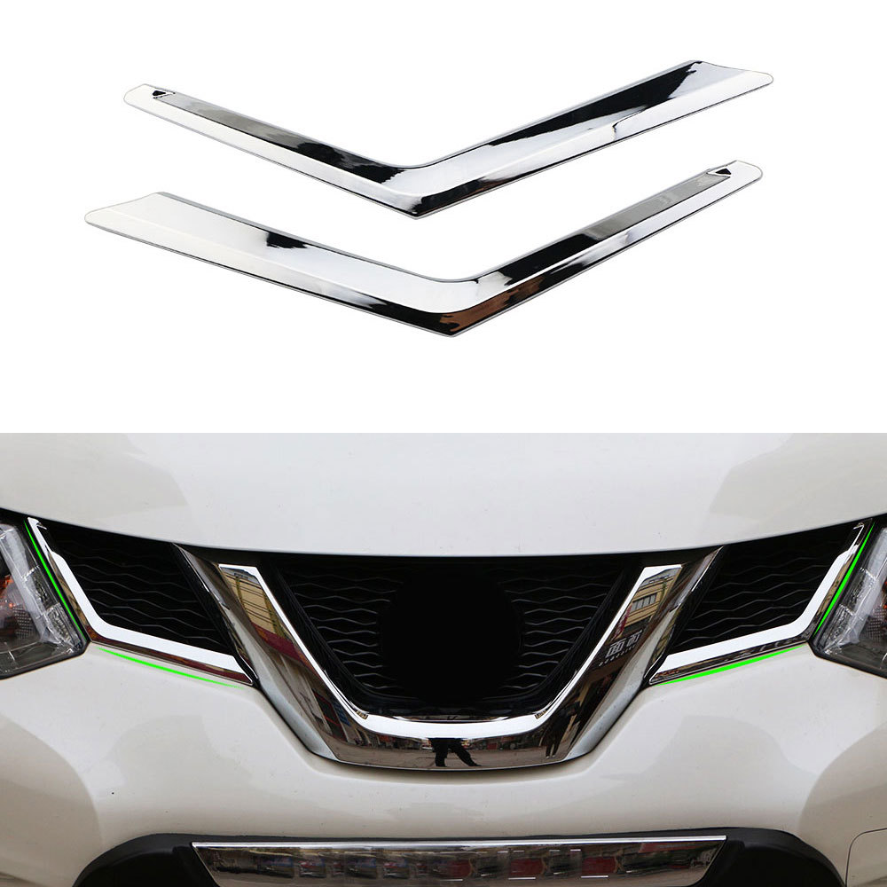 Guarnição Da Grade Dianteira Do Carro Para Nissan X-Trail Xtrail T32 2014 2015 2016 2 Pçs Net Tira Adesivo Decoração Chr