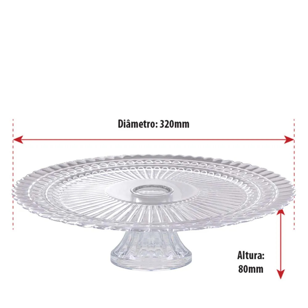 Boleira de Vidro Suporte para Bolo com Pé - Sem Tampa