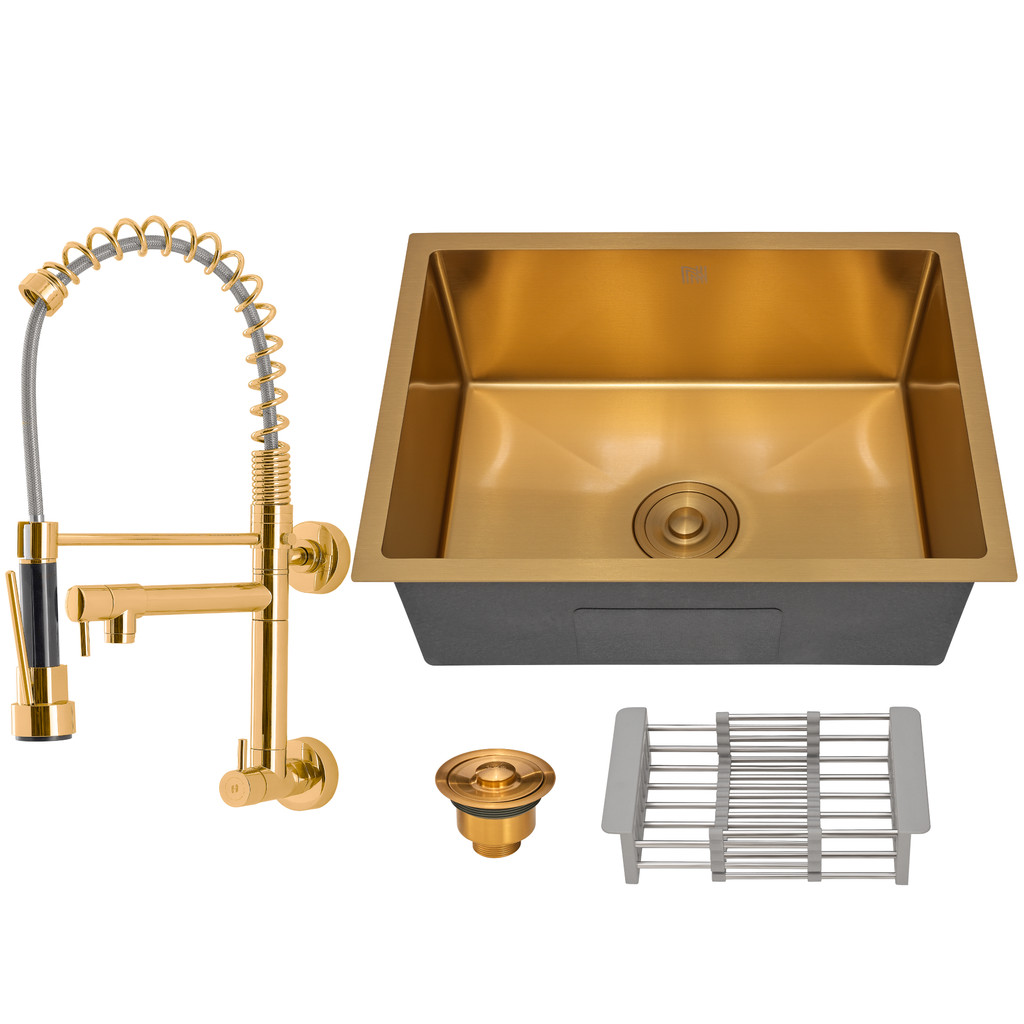 Kit Cuba Cozinha Gourmet Quadrada C/ Torneira Parede Dourada em Oferta na Shopee